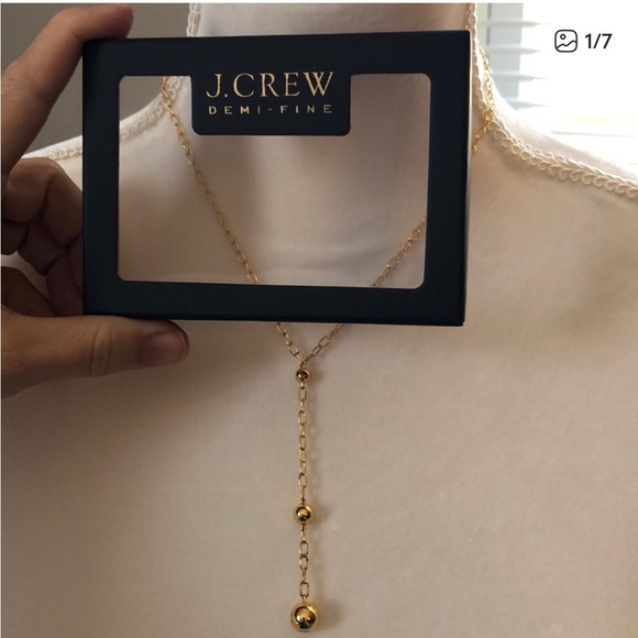 jcrew NWT demi fine 14k plated drop necklace nwb - Picture 7 of 7